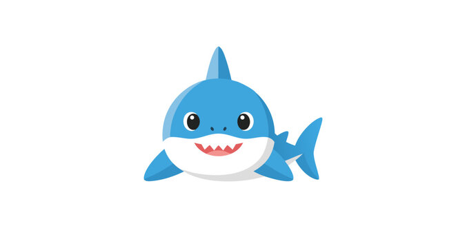 Delightful cartoon portrayal of a baby shark character, emphasizing its endearing and approachable appearance with bright colors and a cheerful