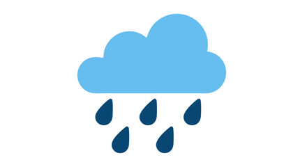 Stylized depiction of rainfall from a serene cloud formation, showcasing a minimalist weather illustration against white backdrop