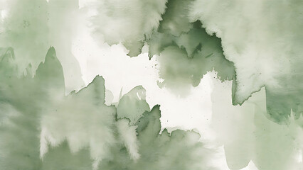 Abstract watercolor strokes of sage green and white with organic flowing shapes watercolor background