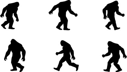Bigfoot, Sasquatch , forest legend, humanoid,  walking vector bundle