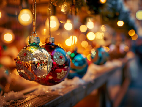 German Christmas Market Handcrafted Ornaments Macro Photography - Artisan Holiday Detail
