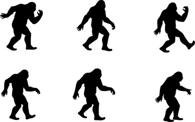 Bigfoot, Sasquatch , forest legend, humanoid,  walking vector bundle