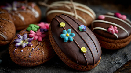 easter home made chocolate egg cookie cake pastry bisquits 