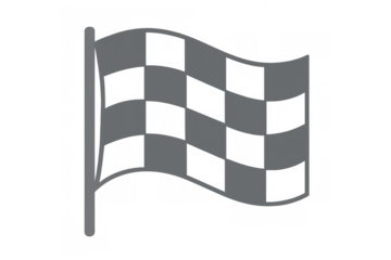 Racing flag waving dynamically, representing motorsport triumph and competitive energy against clean transparent backdrop