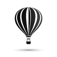 Obraz premium Black and white hot air balloon icon symbol of adventure and travel flying in the sky ready for takeoff graphic resource