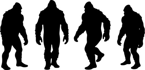 Bigfoot, Sasquatch , forest legend, humanoid,  walking vector bundle