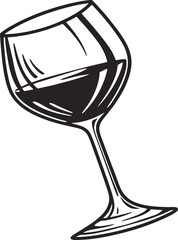 Tilted Wine Glass Illustration