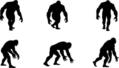 Bigfoot, Sasquatch , forest legend, humanoid,  walking vector bundle