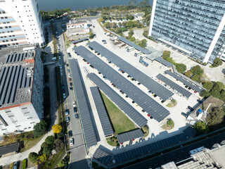 rooftop of parking lot  made with solar panel