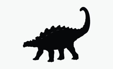 Ankylosaurs dinosaur silhouette,  spiked tail, prehistoric silhouette