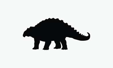 Ankylosaurs dinosaur silhouette,  spiked tail, prehistoric silhouette