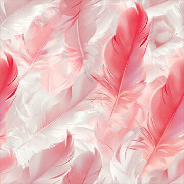 Elegant Christmas Feather Pattern in Soft Pastel Red and White Tones for Holiday Design Applications
