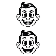 Fototapeta premium Smiling boy faces cartoon happy