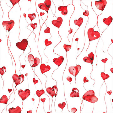 Continuous Swirling Line Art of 2cm Simple Red Hearts for Valentine's Day Design Projects and Decor
