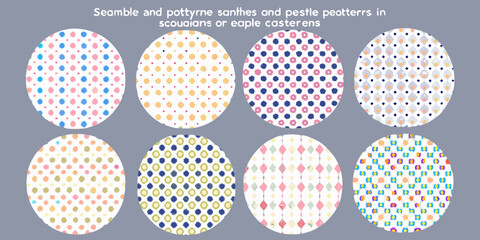 Collection of eight circular patterns with floral and geometric designs