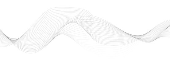 Abstract vector background with black wavy lines, Abstract wavy technology curve lines on transparent background isolated. 