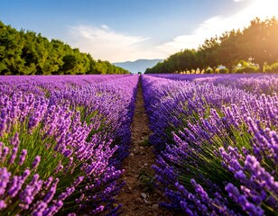 Obraz premium Lavender field at sunset (1)