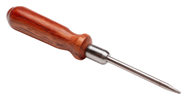 Flathead screwdriver with wooden handle background isolated on a Transparent background, PNG file.