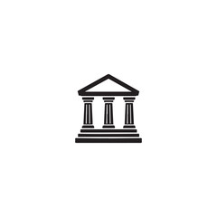 black Building icon. Building with iconic columns. Historic building. Vector icon isolated on white background.