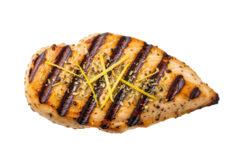 Grilled Chicken Breast with Lemon and Herbs, Isolated