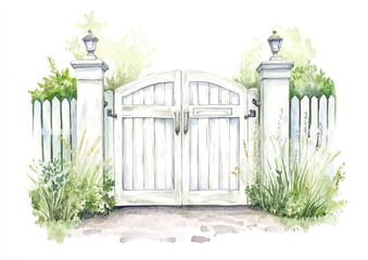 Garden Gates gate illustration watercolor.