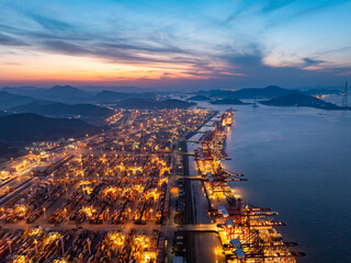aerial view container in port
