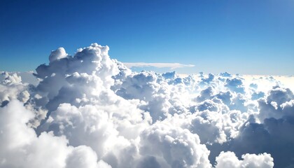High-altitude view of cumulus clouds