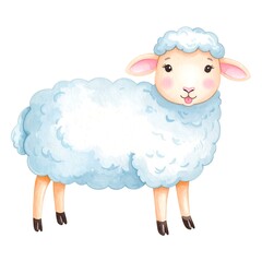 Fototapeta premium Cute light blue sheep illustration