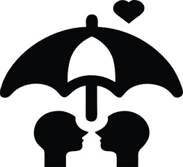  Romantic Couple Under an Umbrella with a Heart Icon 