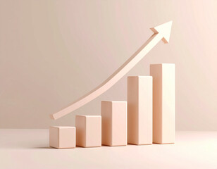 abstract financial growth chart illustration: upward arrow, bar chart, line graph