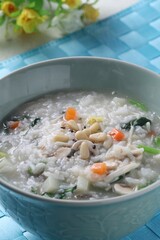 Traditional Korean farmhouse mushroom porridge with pine nuts and assorted vegetables. Dish by Master Chef Hans Chunseop.