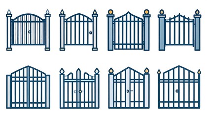 Various ornamental iron gate designs for residential or commercial buildings