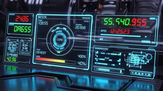 Reactor interface booting up with digital numbers, flickering out mid-sequence