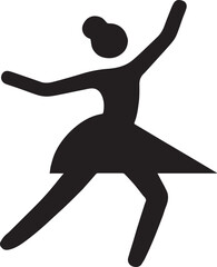 Simple Ballerina Icon, Dancing Woman Silhouette, Ballet and Art Vector