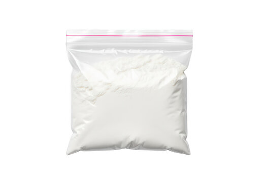 Plastic Bag Filled with White Powder Isolated