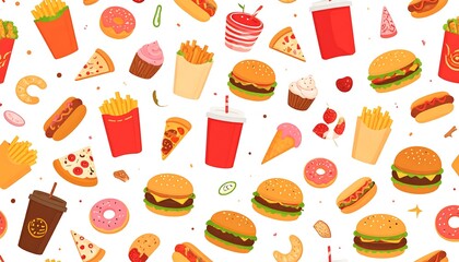 Fast food seamless pattern