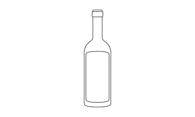 Wine Bottle Outline - Minimalist Line Drawing