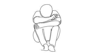 Minimalist Line Art of a Seated Person