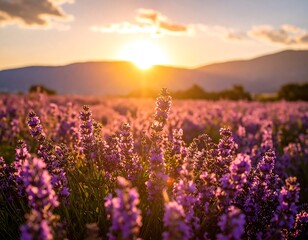 Obraz premium Lavender field sunset