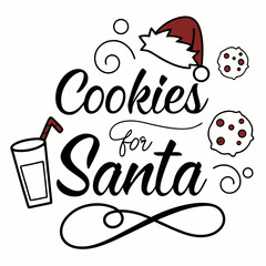 Festive Cookies for Santa Illustration with Santa Hat Milk and Cookie Accents whimsical illustration