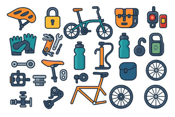 Bicycle accessories and tools laid out for cycling enthusiasts in a workshop setting