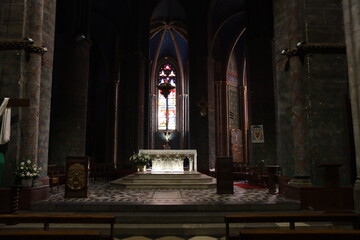 Obraz premium Cathédrale Sainte Marie, cathédrale romane, ville d'Oloron Sainte Marie, département des Pyrénées Atlantiques, France