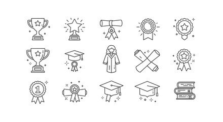 Graduation Element Icons Set