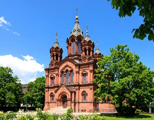 Obraz premium Orthodox church facade in sunny day