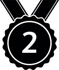 Medal icon. Award icon. Sports reward. Second place badge icon