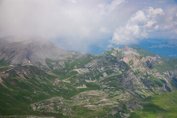 mountain landscape with clouds, Swiss Alps