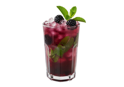 Blackberry Mojito Cocktail with Mint and Ice