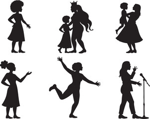 Obraz premium Diverse women's silhouettes showing joy, connection, and achievement