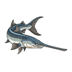 Fototapeta premium Stylized illustration of a long-snouted fish, showcasing detailed fins and body.