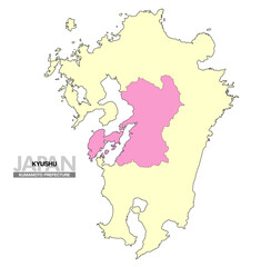 日本地図 九州 熊本県 県境無し 02
